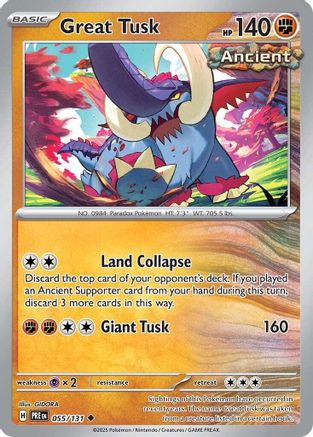 Image of Great Tusk 055/131  - Reverse Holofoil SV Prismatic Evolutions - Uncommon