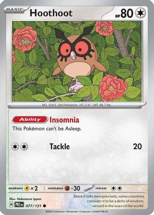 Image of Hoothoot 077/131  - Reverse Holofoil SV Prismatic Evolutions - Common