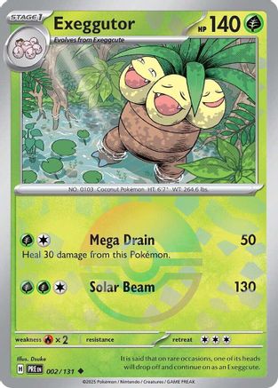 Image of Exeggutor (Poke Ball Pattern) 002/131  - Holofoil SV Prismatic Evolutions - Uncommon
