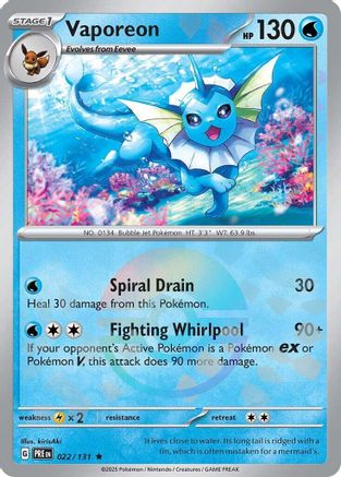 Image of Vaporeon (Poke Ball Pattern) 022/131  - Holofoil SV Prismatic Evolutions - Rare