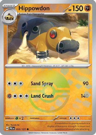 Image of Hippowdon (Poke Ball Pattern) 053/131  - Holofoil SV Prismatic Evolutions - Common