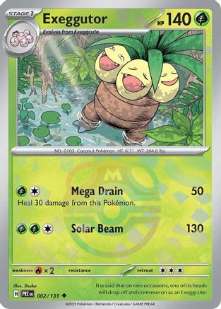 Image of Exeggutor (Master Ball Pattern) 002/131  - Holofoil SV Prismatic Evolutions - Uncommon