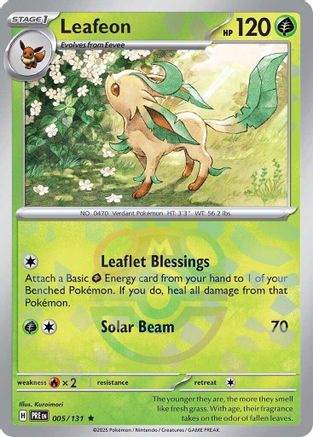 Image of Leafeon (Master Ball Pattern) 005/131  - Holofoil SV Prismatic Evolutions - Rare