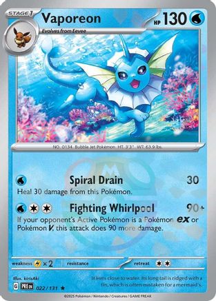 Image of Vaporeon (Master Ball Pattern) 022/131  - Holofoil SV Prismatic Evolutions - Rare