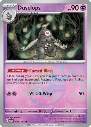 Image of Dusclops (Master Ball Pattern) 036/131  - Holofoil SV Prismatic Evolutions - Common