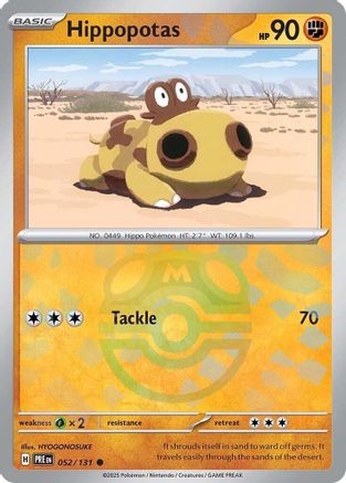 Image of Hippopotas (Master Ball Pattern) 052/131  - Holofoil SV Prismatic Evolutions - Common