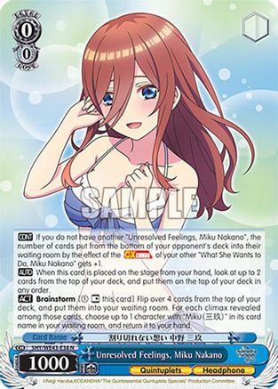 Image of Unresolved Feelings, Miku Nakano (5HY/WE43-E38 N) - The Quintessential Quintuplets Specials Premium Booster