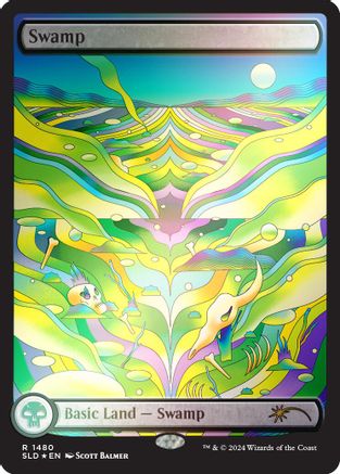 Image of Swamp (1480) (Rainbow Foil) (SLD-1480) - Secret Lair Drop Series Foil
