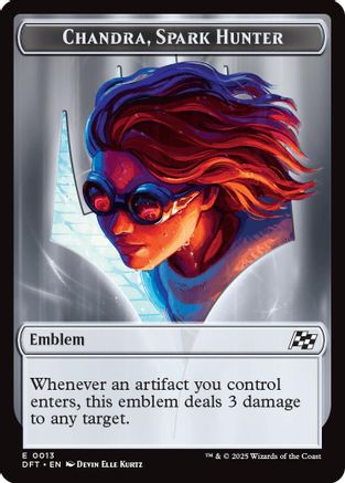 Image of Emblem - Chandra, Spark Hunter // Vehicle Double-Sided Token (DFT-13 // 12) - Aetherdrift