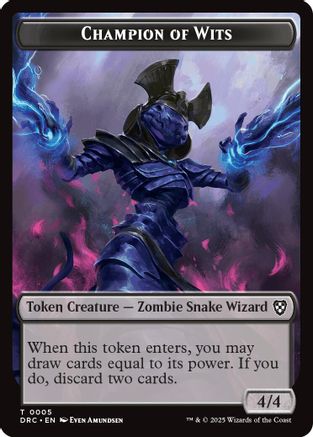 Image of Champion of Wits // Zombie (0003) Double-Sided Token (DRC-5 // 3) - Commander: Aetherdrift