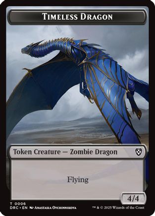 Image of Timeless Dragon // Zombie (0007) Double-Sided Token (DRC-6 // 7) - Commander: Aetherdrift Foil