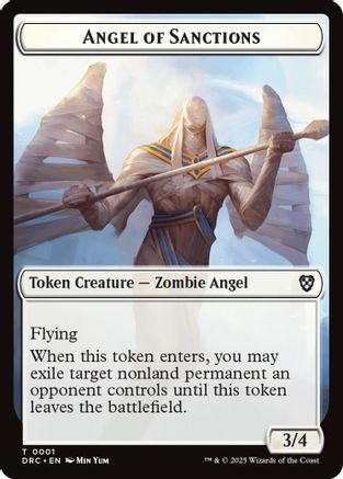 Image of Angel of Sanctions // Zombie (0003) Double-Sided Token (DRC-1 // 3) - Commander: Aetherdrift