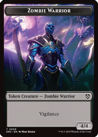 Image of Zombie Warrior // Zombie (0003) Double-Sided Token (DRC-9 // 3) - Commander: Aetherdrift