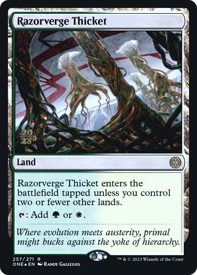 Image of Razorverge Thicket (PRE-257) - Phyrexia: All Will Be One Promos Foil