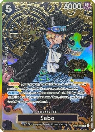 Image of Sabo (One Piece Japanese Version 2nd Anniversary Set) (OP04-083) - One Piece Promotion Cards Foil