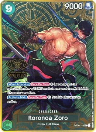 Image of Roronoa Zoro (One Piece Japanese Version 2nd Anniversary Set) (OP06-118) - One Piece Promotion Cards Foil