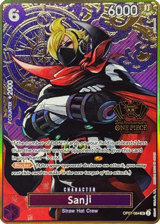 Image of Sanji (One Piece Japanese Version 2nd Anniversary Set) (OP07-064) - One Piece Promotion Cards Foil