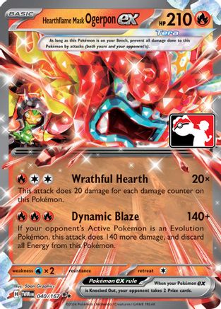 Image of Hearthflame Mask Ogerpon ex 040/167  - Holofoil Prize Pack Series Cards - Double Rare