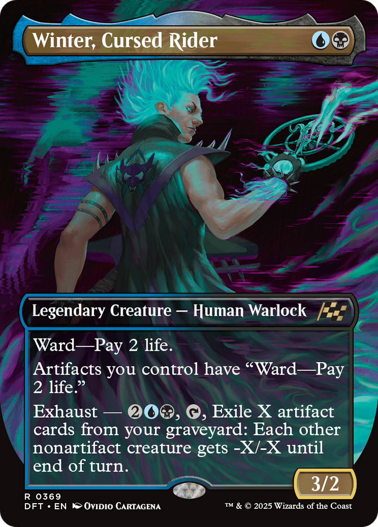 Image of Winter, Cursed Rider (Borderless) (DFT-369) - Aetherdrift (Borderless) Foil