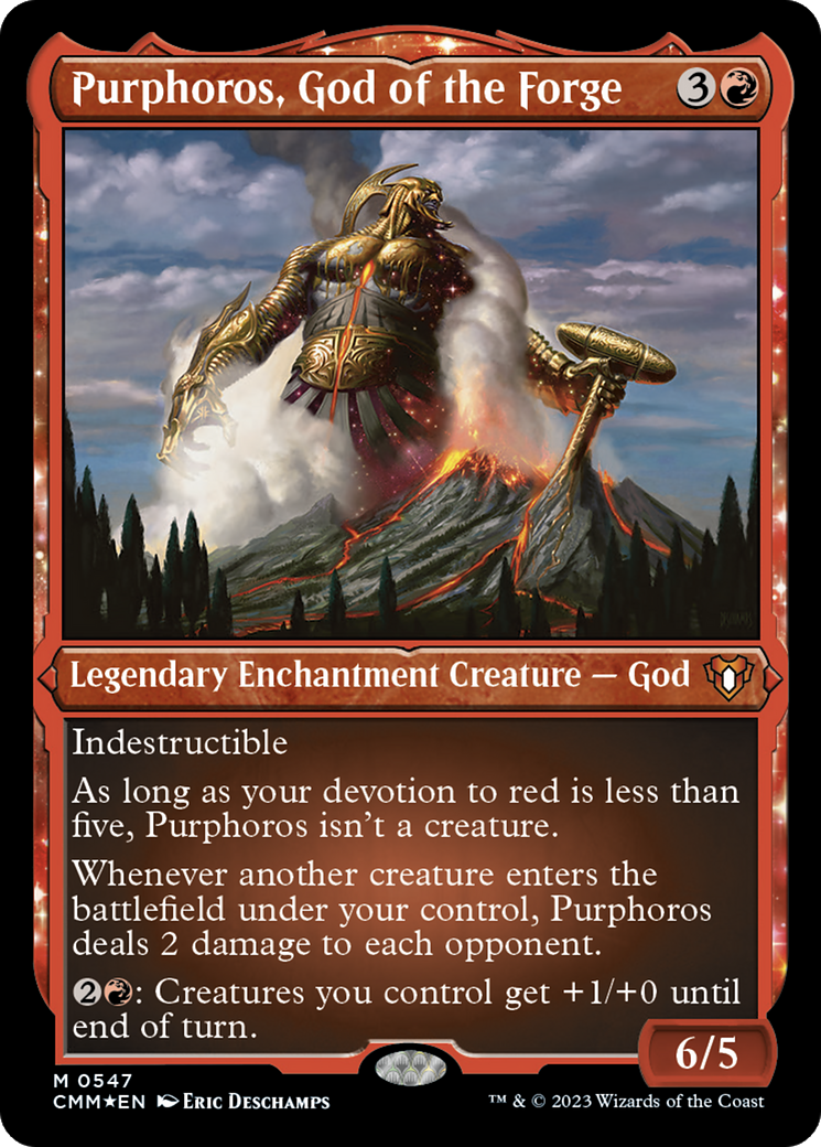 Image of Purphoros, God of the Forge (CMM-547) - Commander Masters: (enchantment) Etched Foil