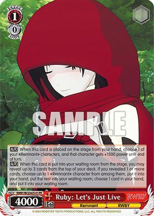 Image of Ruby: Let's Just Live (RWBY/BCS2425-01) - Bushiroad Event Cards