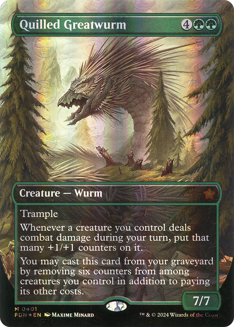 Image of Quilled Greatwurm (Borderless) (Mana Foil) (FDN-401) - Foundations (Borderless) Foil