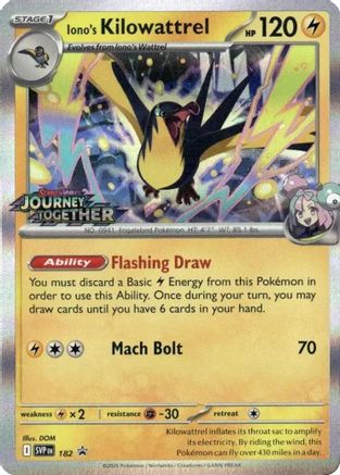 Image of Iono's Kilowattrel (Prerelease) 182  - Holofoil SV Scarlet & Violet Promo Cards - Promo