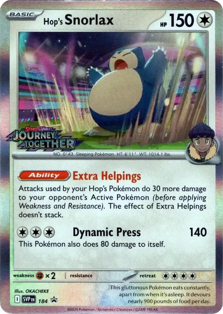 * Hop's Snorlax - 184 (Prerelease) - SV: Scarlet & Violet Promo Cards (SVP)
