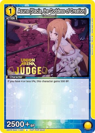 Image of Asuna (Stacia, the Goddess of Creation) (Judge Pack) (UEPR/SAO-1-020) - Union Arena Promotion Cards Foil