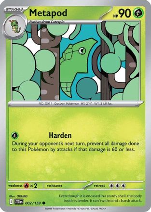 Image of Metapod 002/159  - Reverse Holofoil SV09 Journey Together - Common