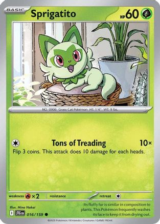 Image of Sprigatito 016/159  - Reverse Holofoil SV09 Journey Together - Common