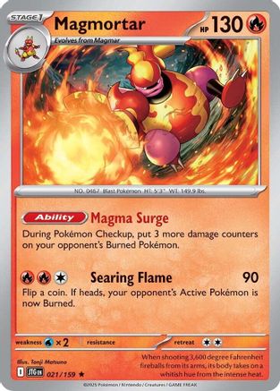 Image of Magmortar 021/159  - Reverse Holofoil SV09 Journey Together - Rare