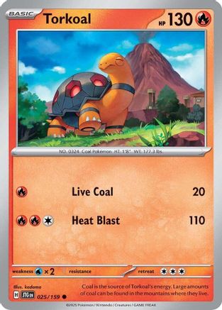Image of Torkoal 025/159  - Reverse Holofoil SV09 Journey Together - Common