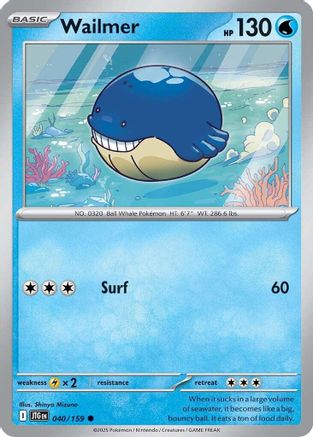 Image of Wailmer 040/159  - Reverse Holofoil SV09 Journey Together - Common