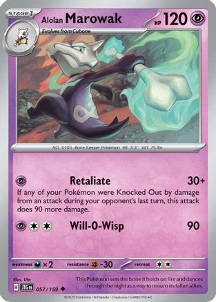 Image of Alolan Marowak 057/159  - Reverse Holofoil SV09 Journey Together - Uncommon