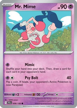 Image of Mr. Mime 058/159  - Reverse Holofoil SV09 Journey Together - Common