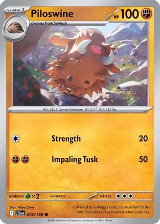 Image of Piloswine 078/159  - Reverse Holofoil SV09 Journey Together - Common