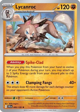 Image of Lycanroc 085/159  - Holofoil SV09 Journey Together - Rare