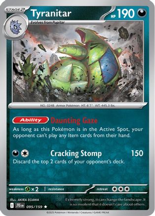 Image of Tyranitar 095/159  - Reverse Holofoil SV09 Journey Together - Rare