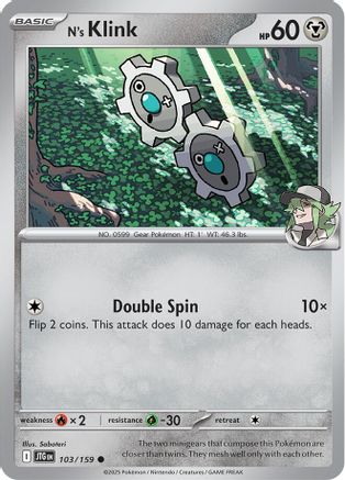 Image of N's Klink 103/159  - Reverse Holofoil SV09 Journey Together - Common