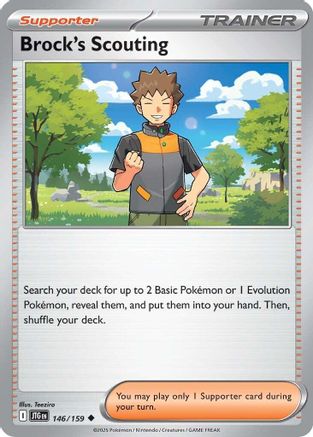 Image of Brock's Scouting 146/159  - Reverse Holofoil SV09 Journey Together - Uncommon