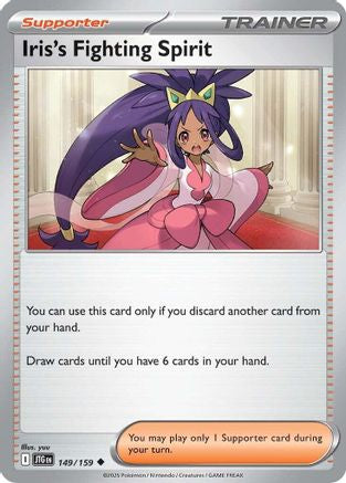 Image of Iris's Fighting Spirit 149/159  - Reverse Holofoil SV09 Journey Together - Uncommon