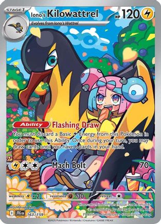 Image of Iono's Kilowattrel 163/159  - Holofoil SV09 Journey Together - Illustration Rare