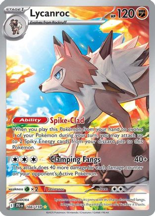 Image of Lycanroc 166/159  - Holofoil SV09 Journey Together - Illustration Rare