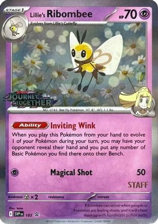Image of Lillie's Ribombee (Prerelease) [Staff] 183  - Holofoil SV Scarlet & Violet Promo Cards - Promo
