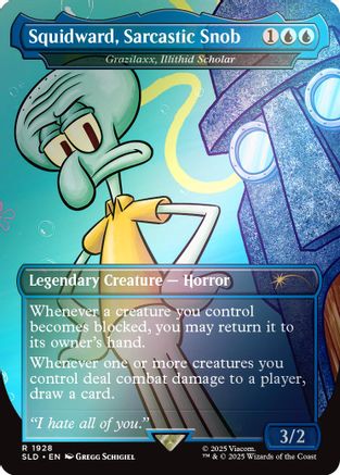 Image of Squidward, Sarcastic Snob - Grazilaxx, Illithid Scholar (Rainbow Foil) (SLD-1928) - Secret Lair Drop Series Foil