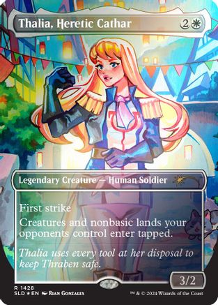 Image of Thalia, Heretic Cathar (Rainbow Foil) (SLD-1428) - Secret Lair Drop Series Foil