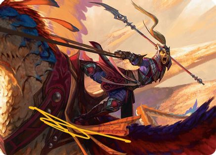 Image of Dragonback Lancer Art Card (3/54) (Gold-Stamped Signature) (AATDM-003) - Art Series: Tarkir: Dragonstorm