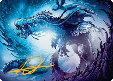 Image of Roiling Dragonstorm Art Card (33/54) (Gold-Stamped Signature) (AATDM-033) - Art Series: Tarkir: Dragonstorm