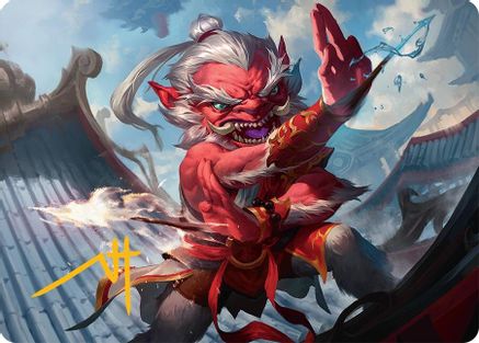 Image of Devoted Duelist Art Card (15/54) (Gold-Stamped Signature) (AATDM-015) - Art Series: Tarkir: Dragonstorm
